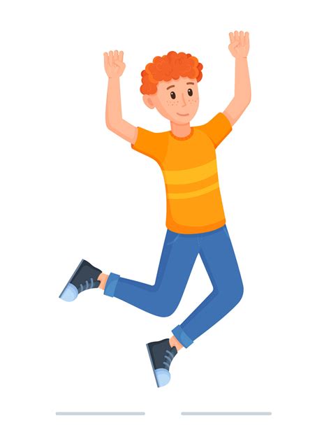 Vector illustration of a character jumping for joy and waving his arms. 13136199 Vector Art at ...