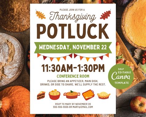 Editable Thanksgiving Potluck Flyer Template, Appreciation Potluck ...