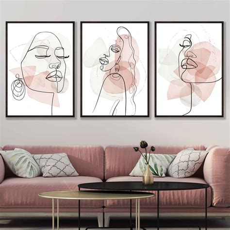Set of 3 Abstract Fashion Wall Art Ivory Cream and Blush Pink - Etsy UK | Pink abstract painting ...