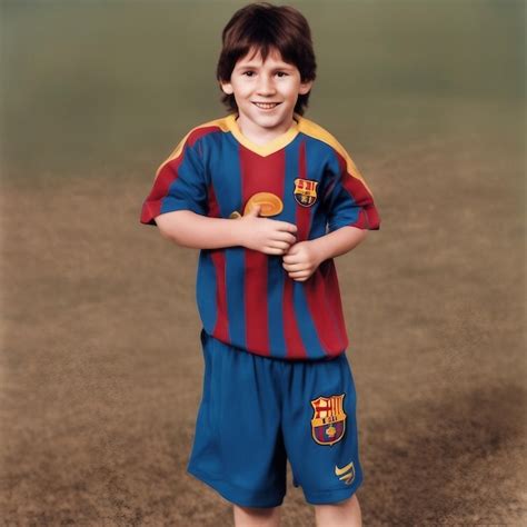 Premium AI Image | Lionel Messi Barcelona old childhood picture generated by AI