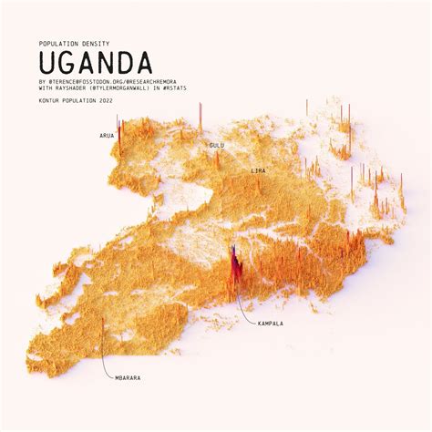 Population density map of Uganda. by... - Maps on the Web