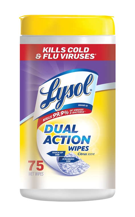 Lysol Dual Action Disinfecting Wipes, Citrus, 75ct - Walmart.com