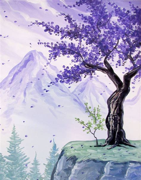 The Proud Purple Tree by Lyle Lopez - Paint Nite Paintings | Tree painting, Canvas art, Canvas ...