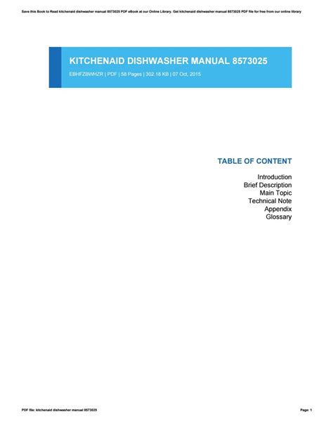 Kitchenaid dishwasher manual 8573025 by farfurmail944 - Issuu