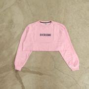 Moletom Cropped Overcome Careca "Logo Box" Rosa - Overcome Clothing