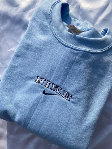 Light Blue Vintage Nike Logo Embroidered Crewneck | Etsy