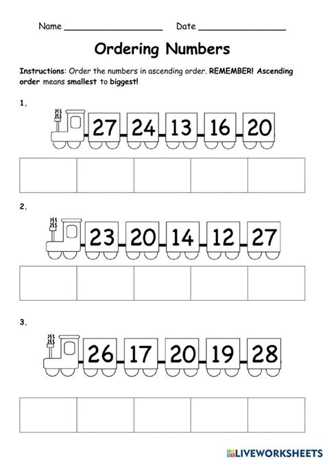 Ascending and Descending Order Math Worksheet