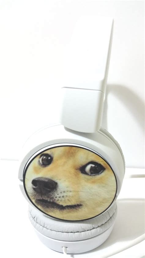 HEADPHONES DOGE MEME dog music geek funny xd lol micro pc mp3