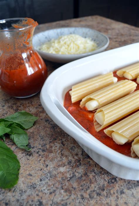 Joyously Domestic: Easy Weeknight String Cheese-Stuffed Manicotti