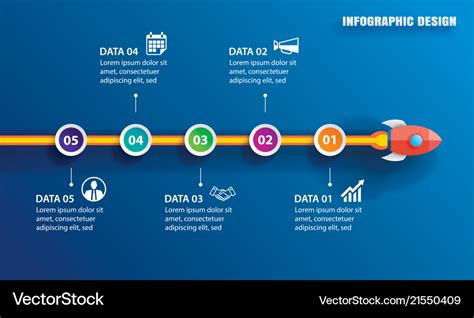 Startup infographics with 5 circle horizontal Vector Image