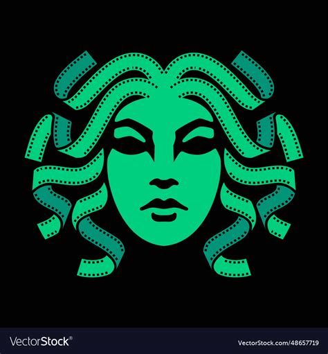 Medusa film template logo design Royalty Free Vector Image