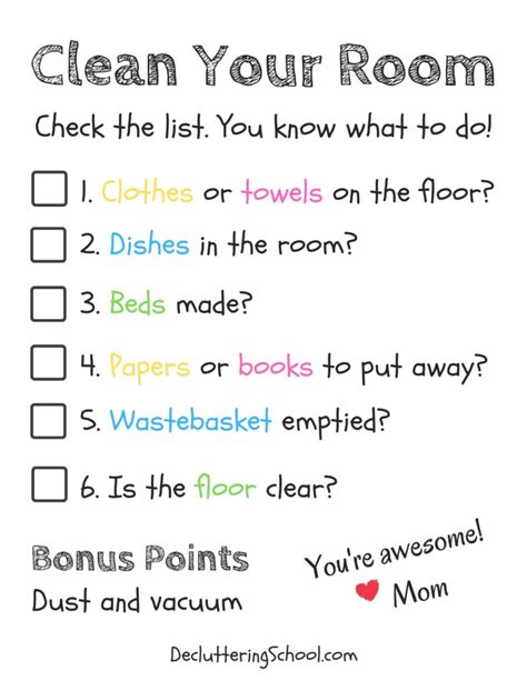 Checklist For Cleaning Room | Psoriasisguru.com