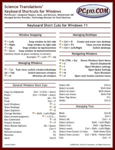 Free Windows 11 Keyboard Shortcuts Chart