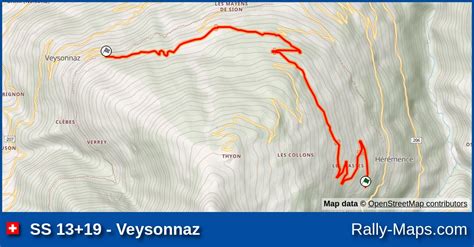 SS 13+19 - Veysonnaz stage map | Rallye International du Valais 2000 [ERC] 🌍 | Rally-Maps.com