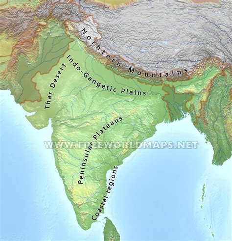 India physiographic regions | India physical map, Geography map, Physical map of india