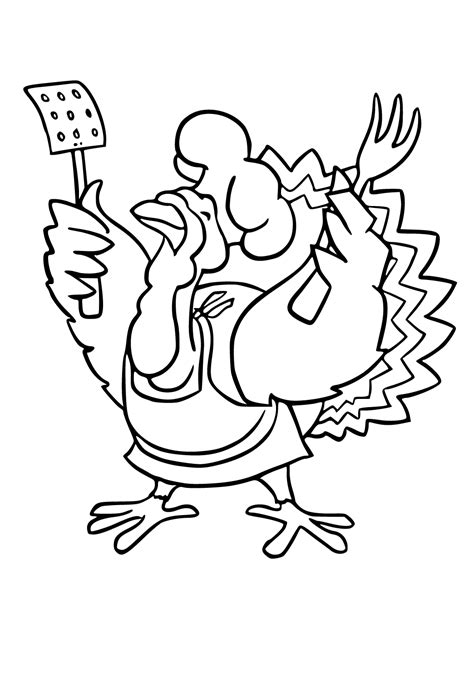 Free Printable Turkey Cooking Coloring Page, Sheet and Picture for ...