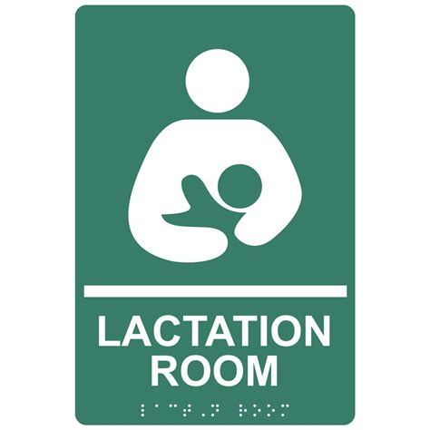 ADA Braille Lactation Room Sign with Symbol RRE-37151-WHTonPNGRN