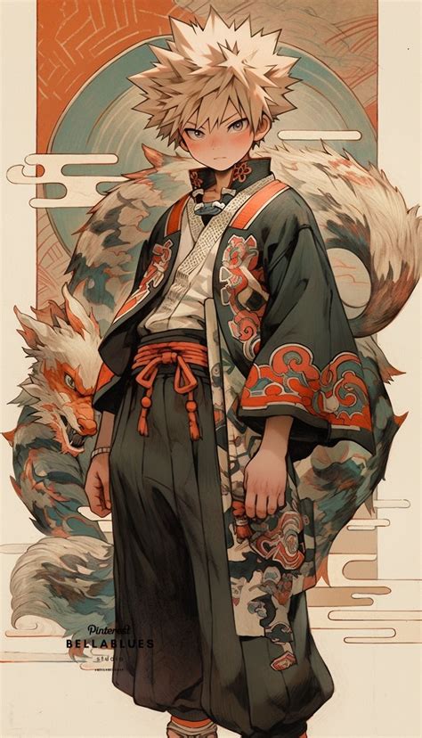 Katsuki Bakugou in Kimono: Explosive Elegance in My Hero Academia Fanart in 2023 | Character art ...