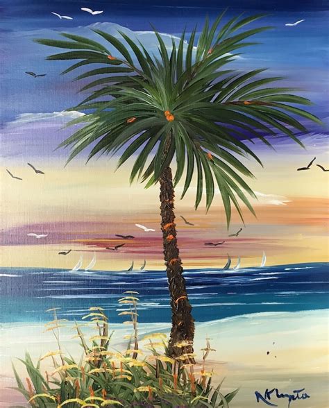 PALM TREE - OIL PAINTING by Norm -WAS $50 - NOW $30 - Possum County Folk Art Gallery