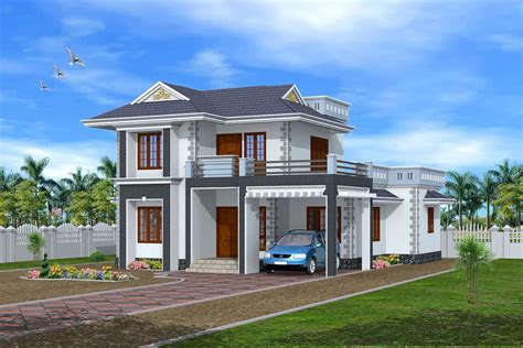 3D exterior Design Kerala house