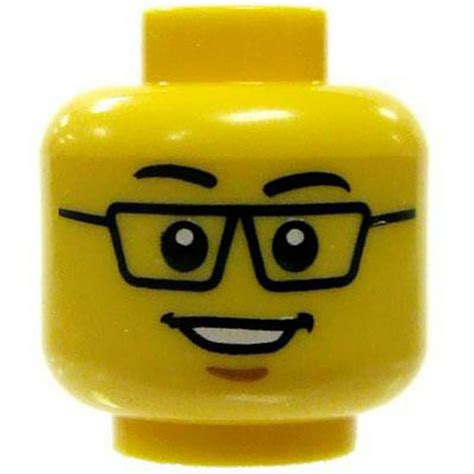 LEGO Minifigure Parts Male with Glasses & Smile Minifigure Head [Yellow ...