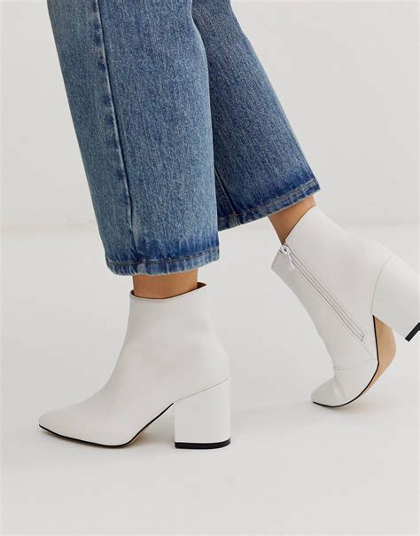 RAID Kola white ankle boots | ASOS | White ankle boots, White leather ...