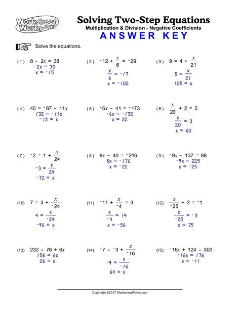 Multi Step Equations Algebra 1 Worksheets