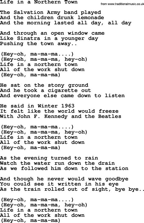 Life In A Northern Town, by The Byrds - lyrics with pdf