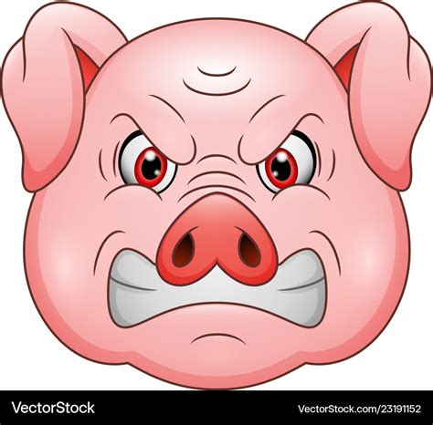 Angry pig head cartoon mascot Royalty Free Vector Image