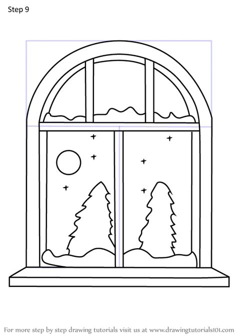 Learn How to Draw Winter Window (Christmas) Step by Step : Drawing Tutorials