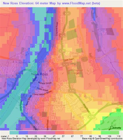 Elevation of New Ross,Ireland Elevation Map, Topography, Contour