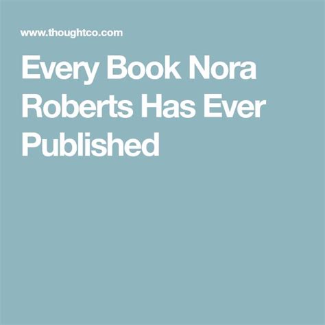 Nora Roberts Books In Order Printable