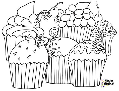 Free Cupcake Coloring Pages — Stevie Doodles