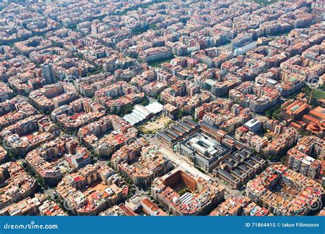 Aerial view of Barcelona stock image. Image of aerial - 71864415