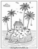 Tropical Island Coloring Page sketch template