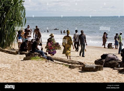 One of the main beach sites in Libreville, Gabon being enjoyed by the ...