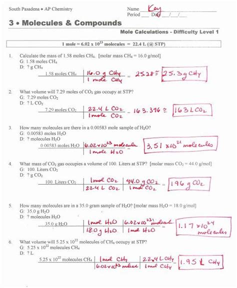 Stoichiometry Practice Worksheet Answers