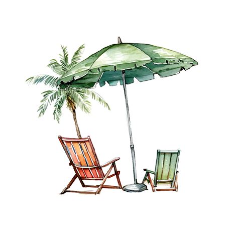 Beach Scene Watercolor Clipart 24065327 PNG