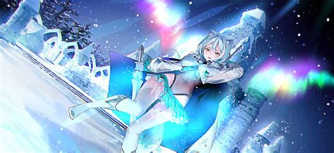 Wallpaper : game characters, snow, anime girls, anime games, miko, white belt 2340x1080 - Swiren ...