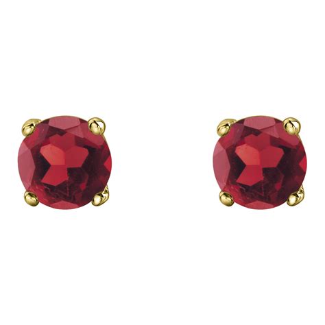 10K Yellow Gold Garnet Stud Earrings | Charm Diamond Centres