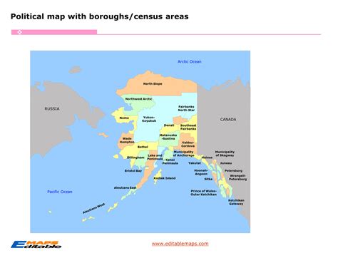 Alaska Borough map - Editable PowerPoint Maps