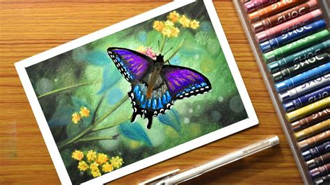 How to draw easy Butterfly with Oil Pastels - Step by Step - YouTube