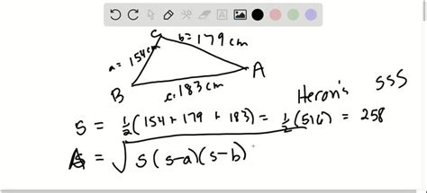 SOLVED:Find the semiperimeter of triangle ABC. a=143 cm, b=175 cm, c=232 cm