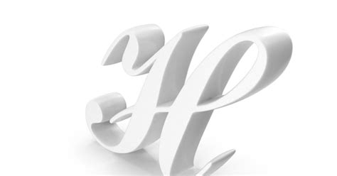 Capital H Cursive Opti Script Font Style Alphabet White, 3D - Envato ...