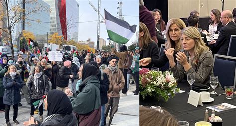 Pro-Palestinian protest outside Melanie Joly speech in Montreal ...