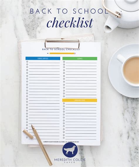 Back to School Checklist / Free Printable – Meredith Collie Paper & Design