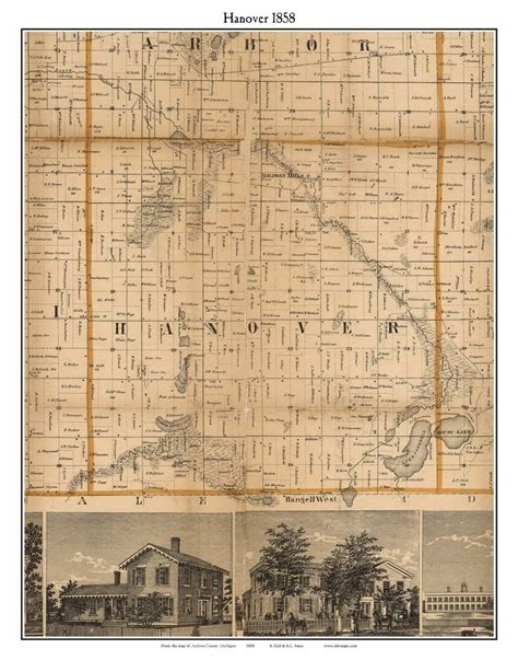 Hanover, Michigan 1858 Old Town Map Custom Print - Jackson Co. - OLD MAPS