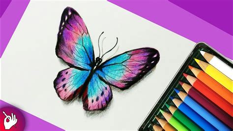 How to draw a butterfly with colored pencils - Pencil drawing - YouTube