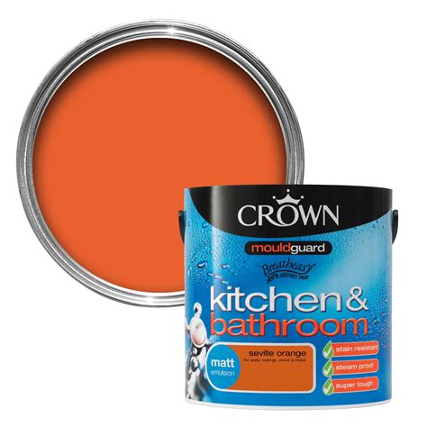 Crown Kitchen & Bathroom Seville Orange Matt Emulsion Paint 2.5L | Departments | DIY at B&Q