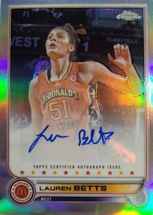 WNBA Future Watch: Lauren Betts Basketball Cards, Prospect